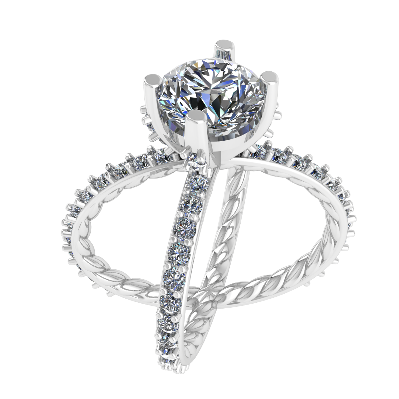 DESIGNER 7.25mm ROUND ENGAGEMENT RING